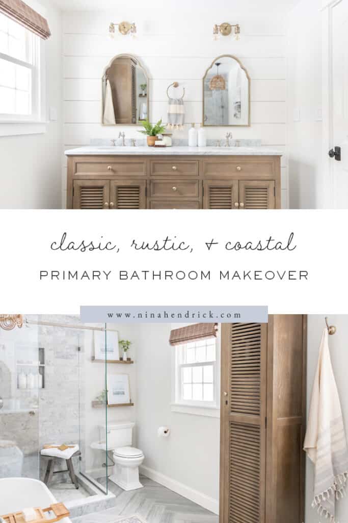 Classic, Rustic, & Coastal Primary Bathroom Makeover