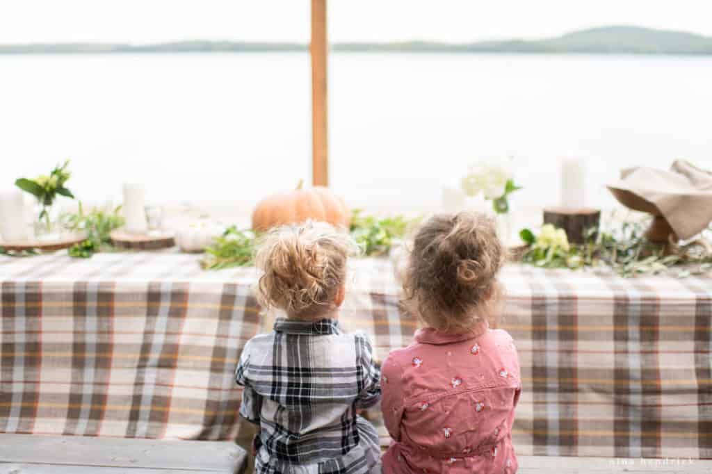 Two little girls near a tablescape