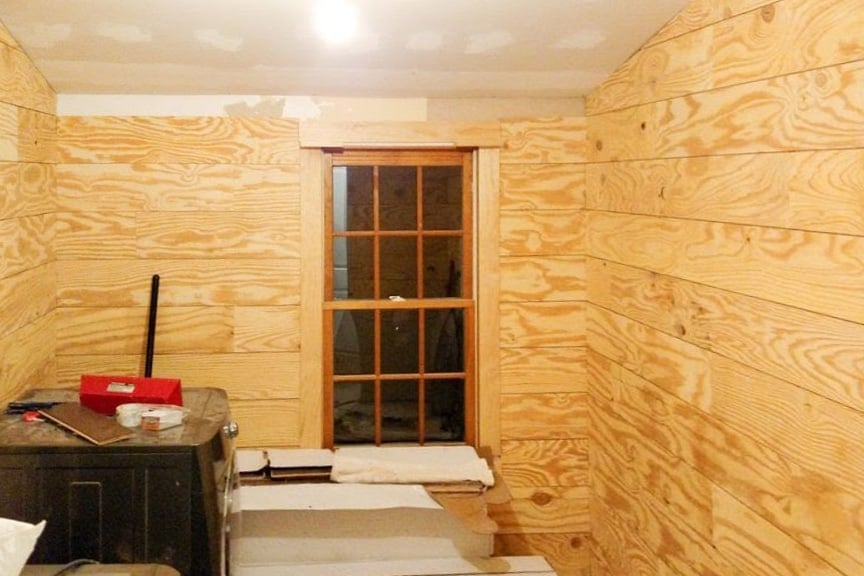 Adding a planked wall treatment to a second-floor laundry room