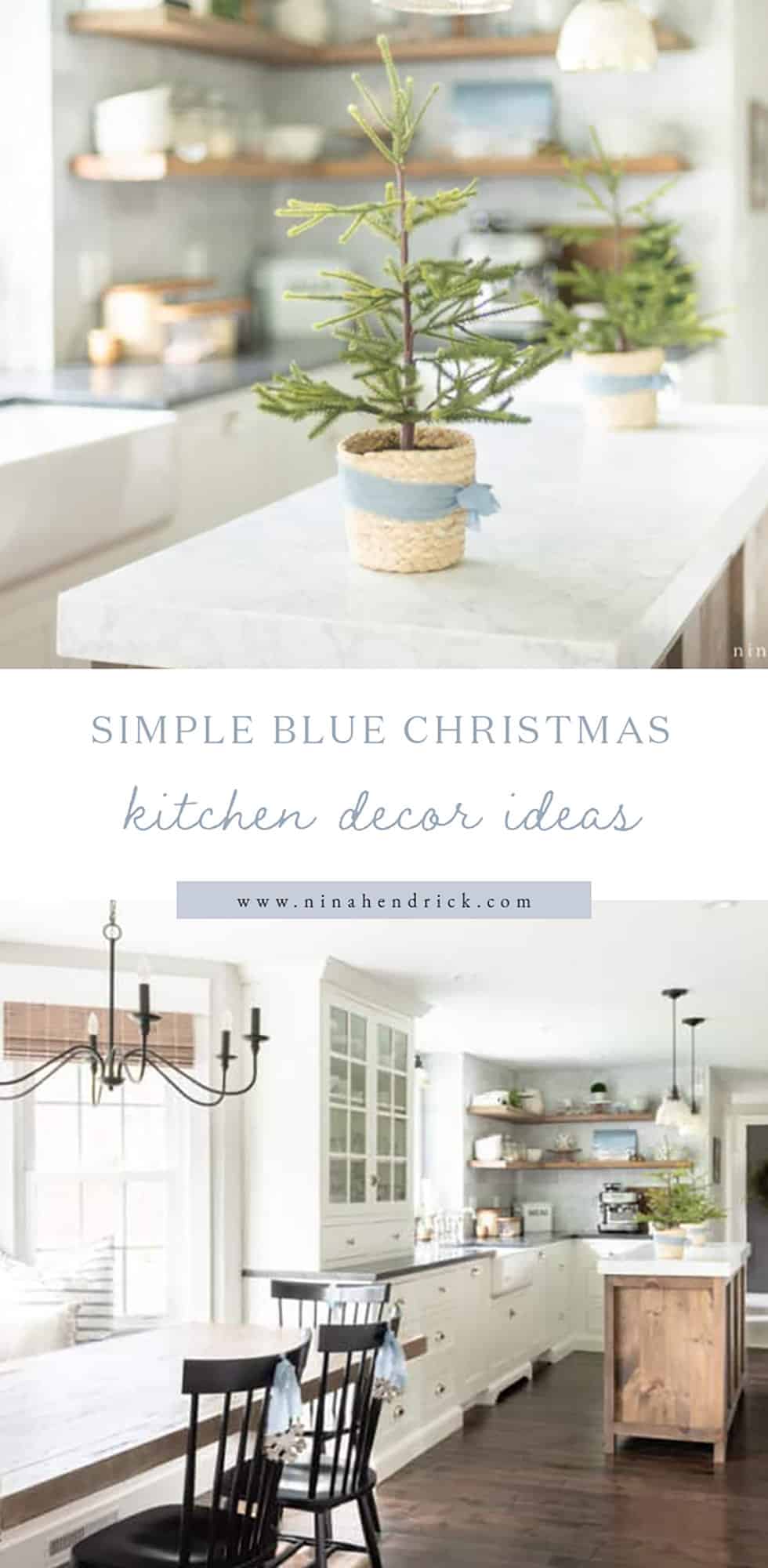 Simple Blue Christmas Kitchen Decor Ideas - Nina Hendrick Home