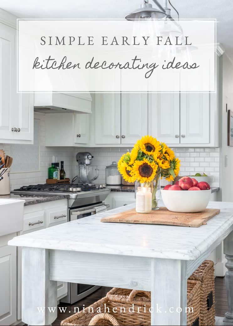 Sometimes it's hard to find fresh pumpkins early on in the autumn, so these simple early fall kitchen decorating ideas take advantage of the abundant produce of August and September.