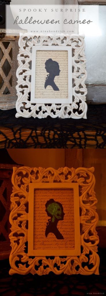 Learn how to create a surprise spooky cameo using glow-in-the-dark Mod Podge. Once the lights go out, a creepy green skull appears...