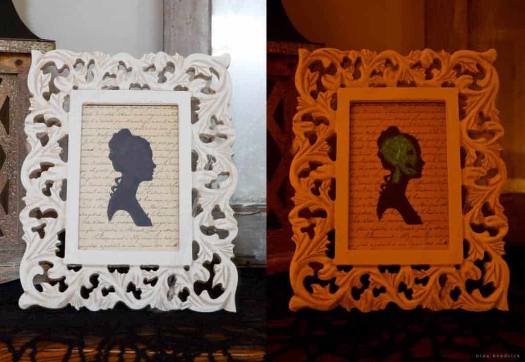 Learn how to create a surprise spooky cameo using glow-in-the-dark Mod Podge. Once the lights go out, a creepy green skull appears...