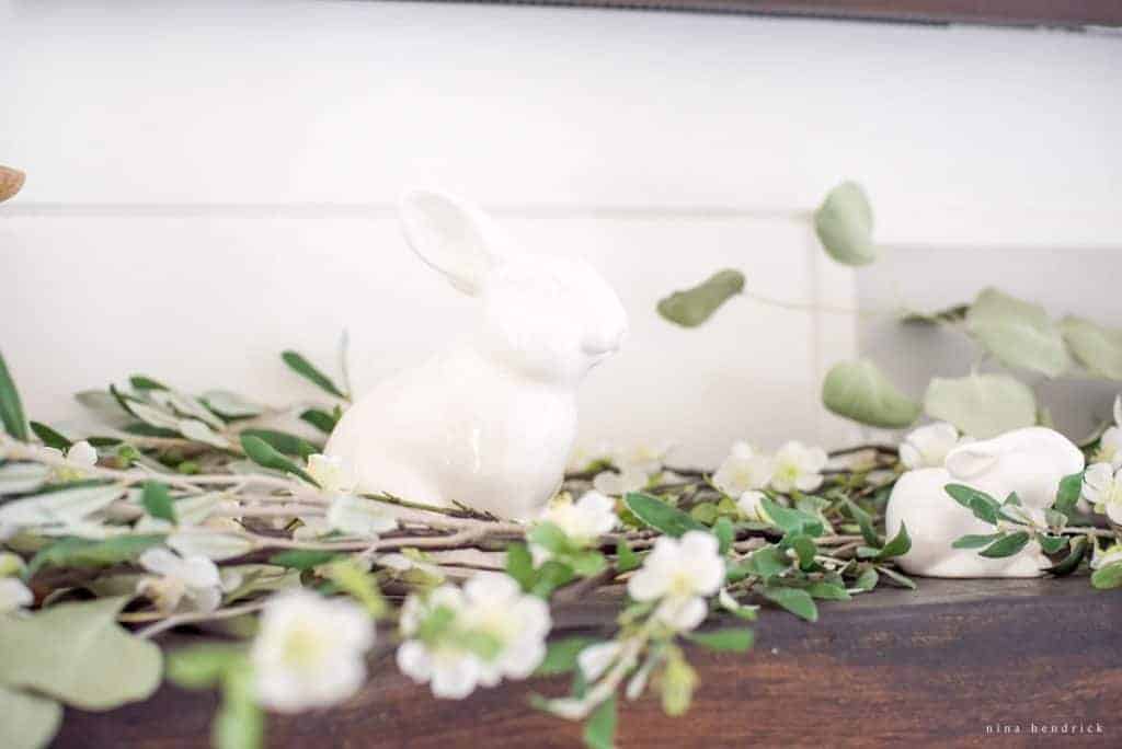 side view of ceramic easter bunny decor