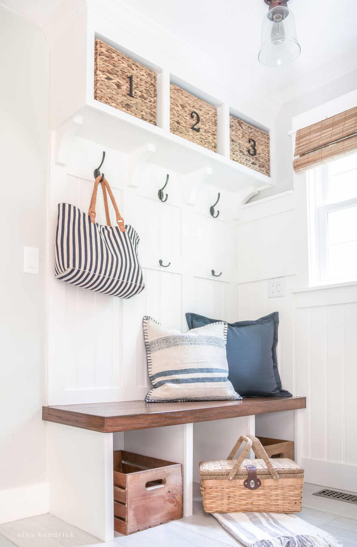 Mudroom with subtle summer decor