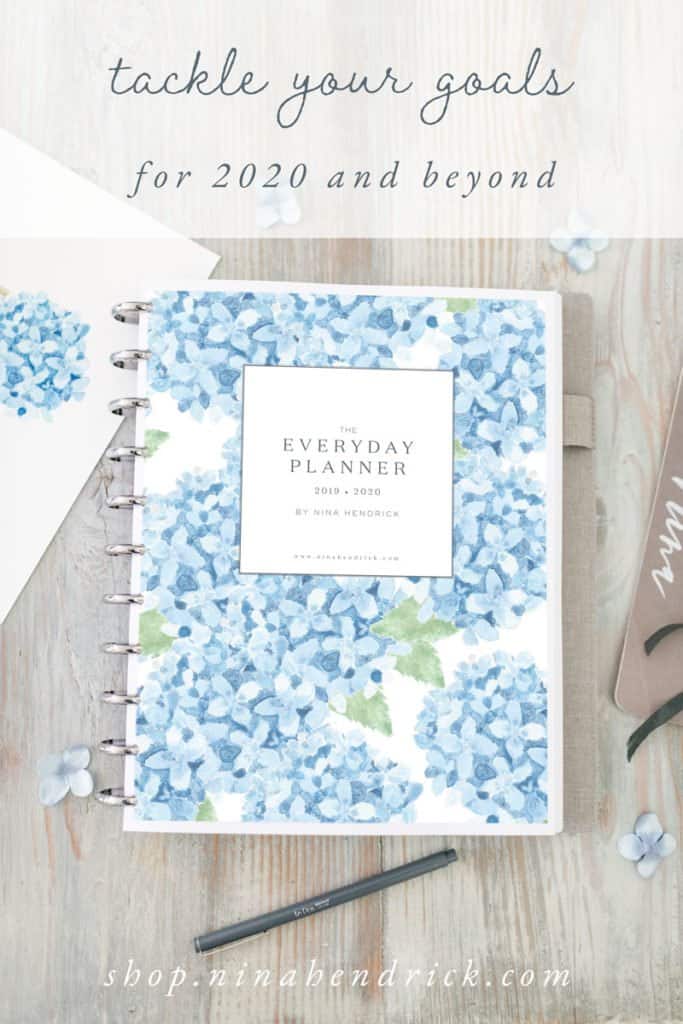 Printable The Everyday Planner with watercolor hydrangea Cover
