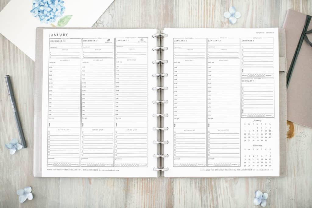 The Everyday Planner 2020 weekly layout