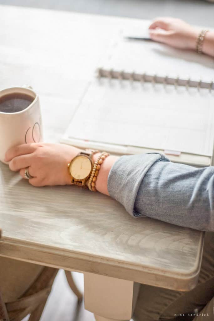 Arm with watch | time management tips from a work-at-home- mom