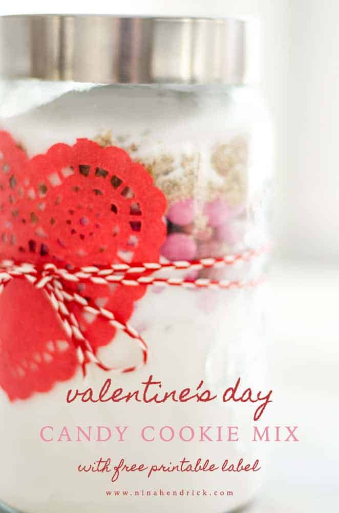 Valentine's Day DIY Candy Cookie Mix Jar Gift Idea Pinterest Graphic