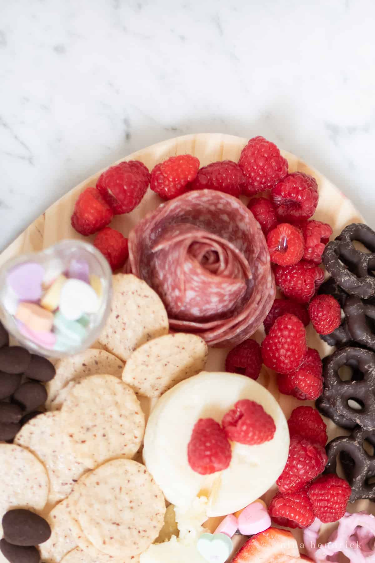 How to create a flower-shaped salmai rose for a Valentine's Day Charcuterie Board