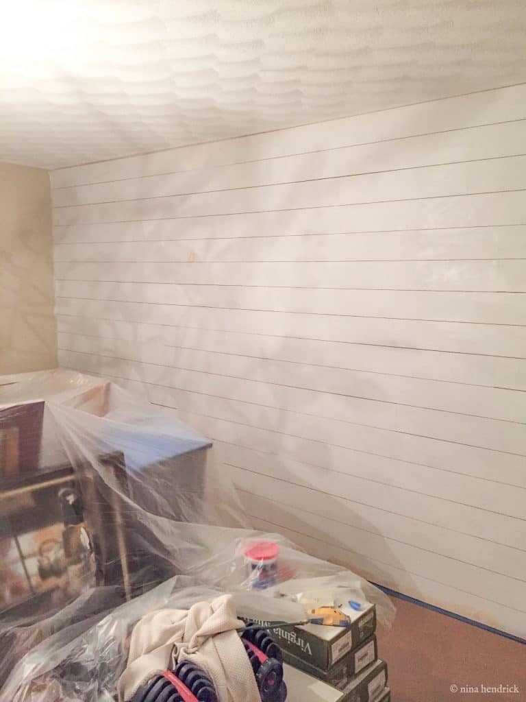 Painted shiplap wall