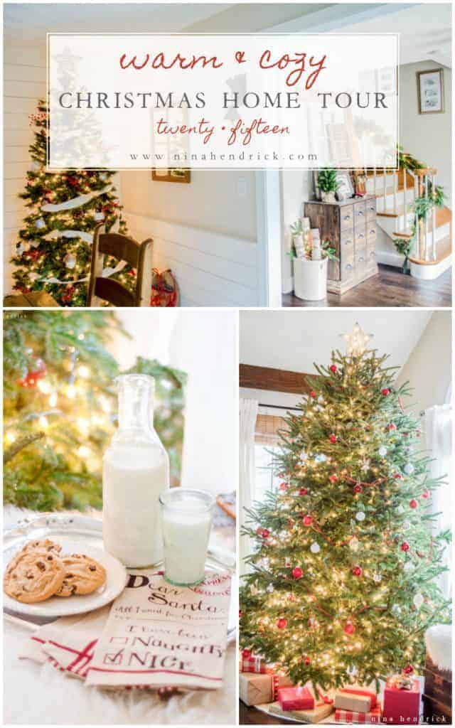 Gather holiday inspiration from this warm & cozy rustic farmhouse Christmas Home Tour. There are so many classic decor ideas!