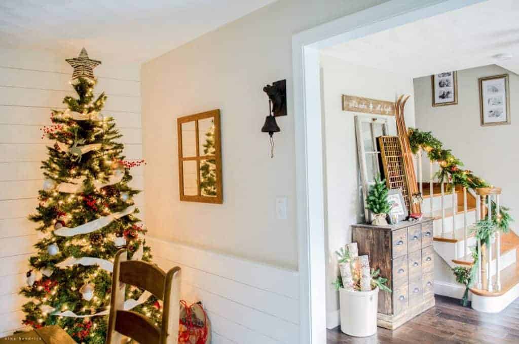 Gather holiday inspiration from this warm & cozy rustic farmhouse Christmas Home Tour. There are so many classic decor ideas!