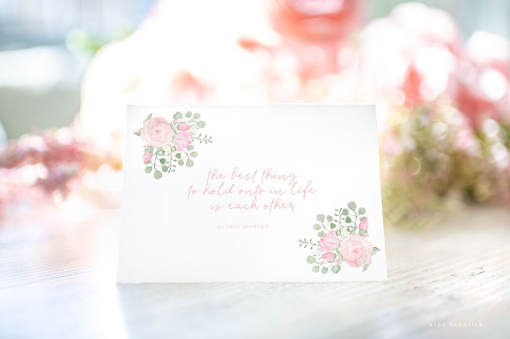Watercolor Floral Printable cards with Audrey Hepburn Quote