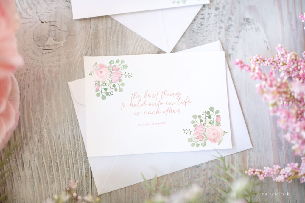 Free printable watercolor notecard for Valentine's Day
