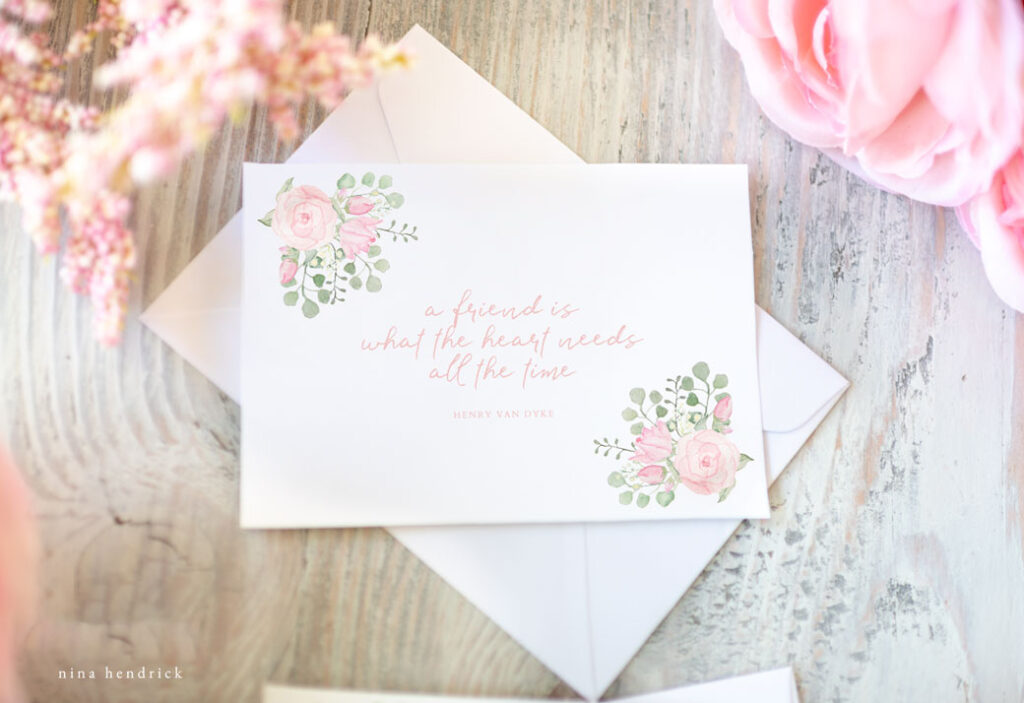 Watercolor Floral Printable Notecards with Henry Van Dyke Quote