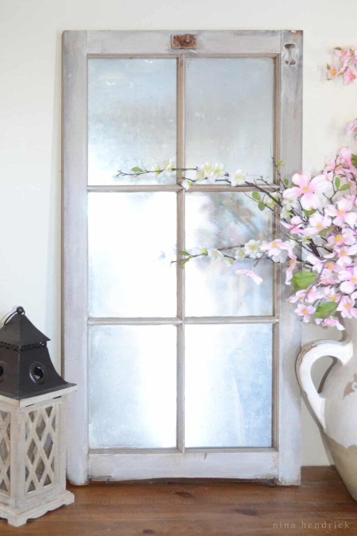 DIY barn window mirror wall decor