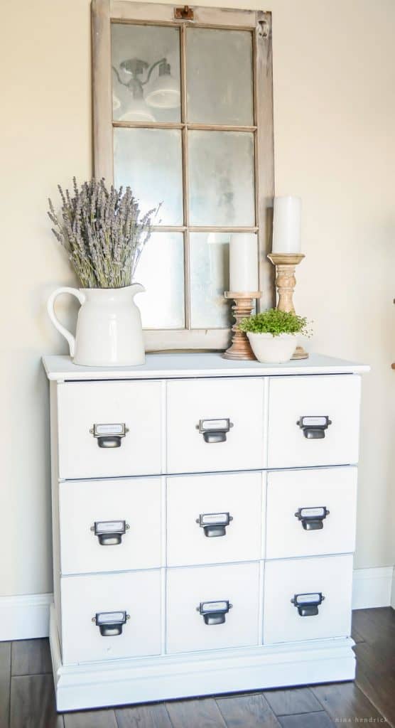 DIY Wood Dresser Card Catalog IKEA Hack Tutorial | See how you can easily and inexpensively get the look of an antique card catalog with this Wood Dresser Card Catalog IKEA Hack Tutorial. 
