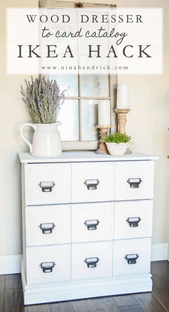 DIY Wood Dresser Card Catalog IKEA Hack Tutorial | See how you can easily and inexpensively get the look of an antique card catalog with this Wood Dresser Card Catalog IKEA Hack Tutorial. 