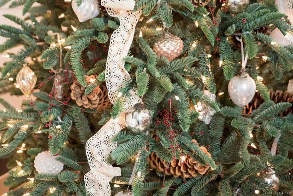 Christmas Tree with Burlap Ribbon & Pine Cones - It All Started With Paint