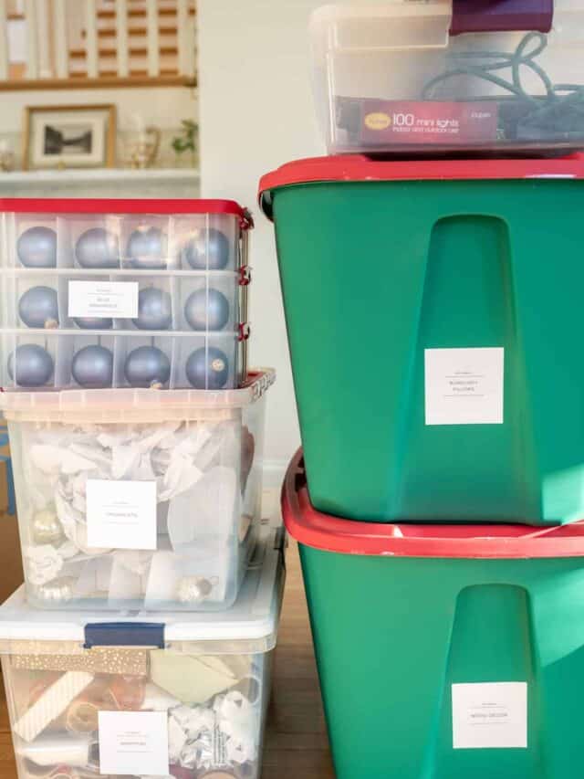 A stack of green and green plastic storage bins.