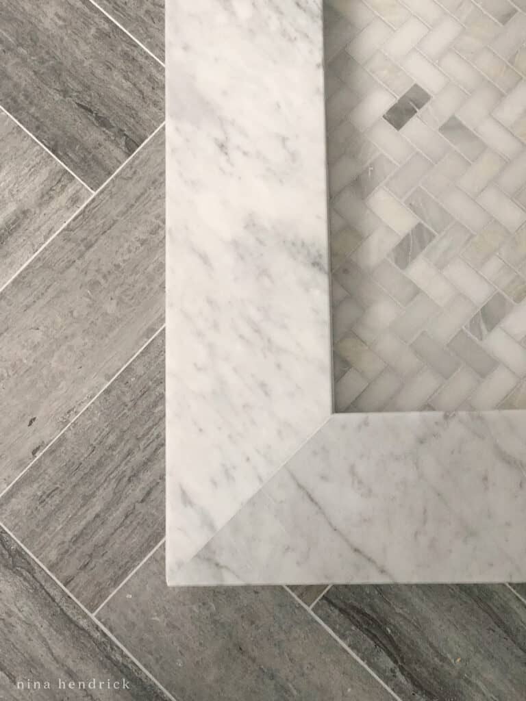 How to Mix Bathroom Tile with marble and concrete patterns