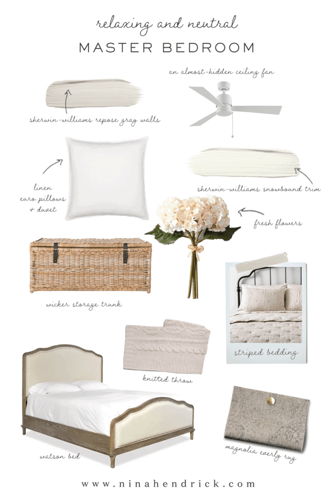 Relaxing and Neutral Primary Bedroom Project Inspiration mood board